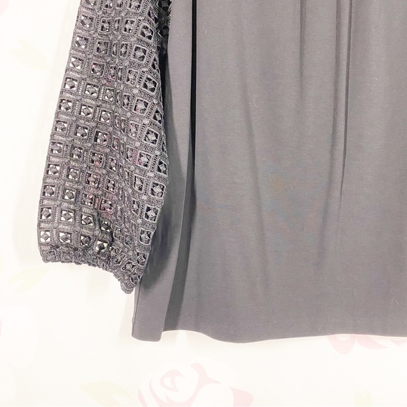 Talbots Black Lace Crochet Blouse L - Picture 4 of 8